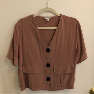 Topsop taupe shirt with button and pocket details